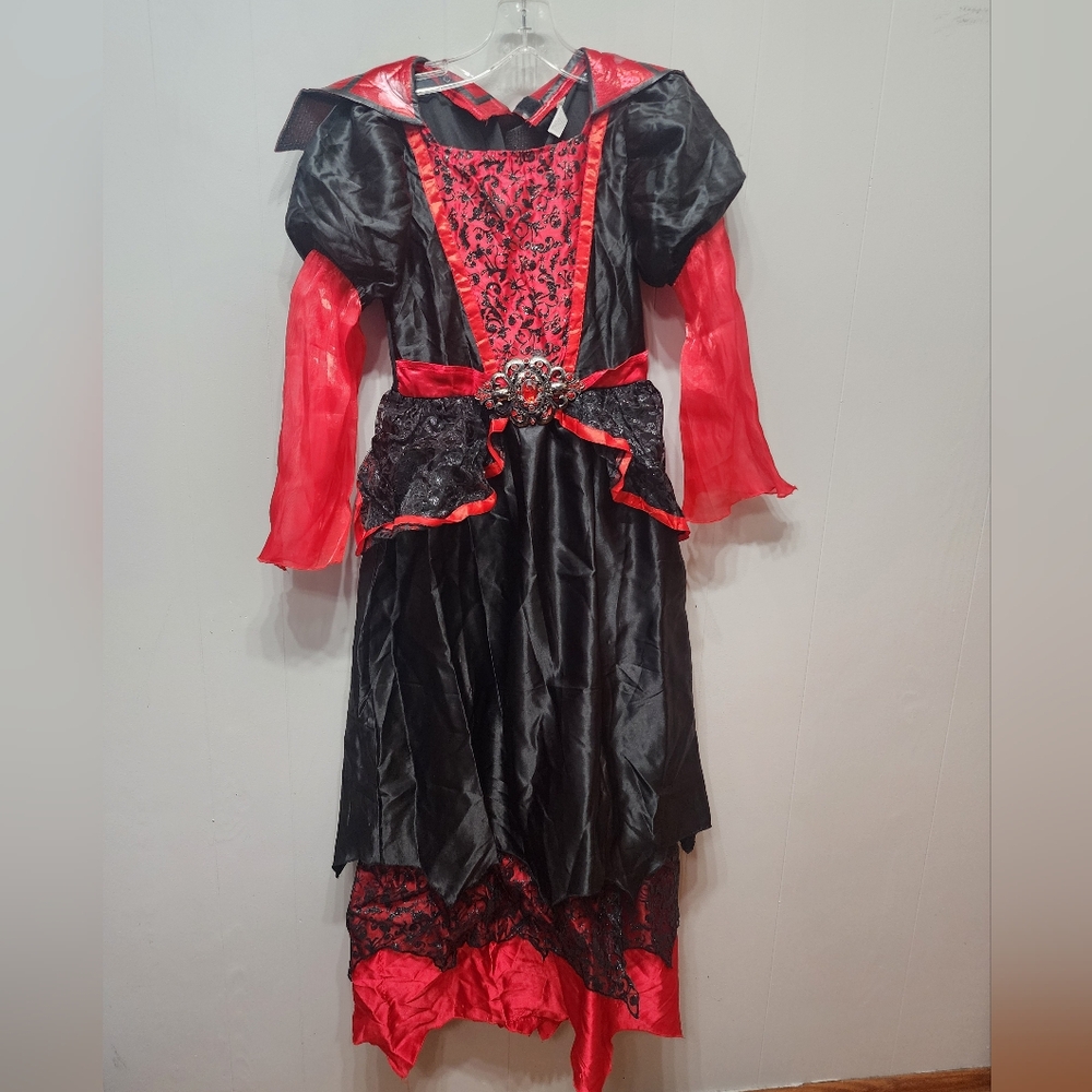 Vampire Queen Costume Large 12 - 14 Halloween Red Black Youth B996